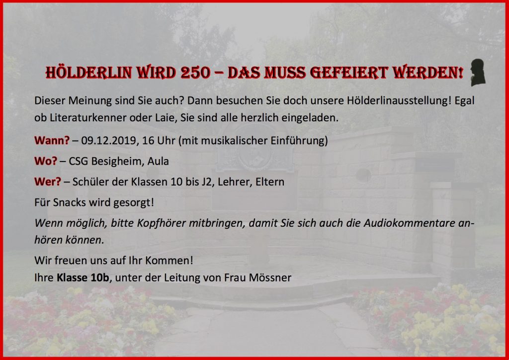 Hölderlin wird 250 - das muss gefeiert werden!