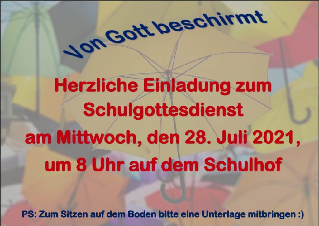 Herzliche Einladung zum Schulgottesdienst